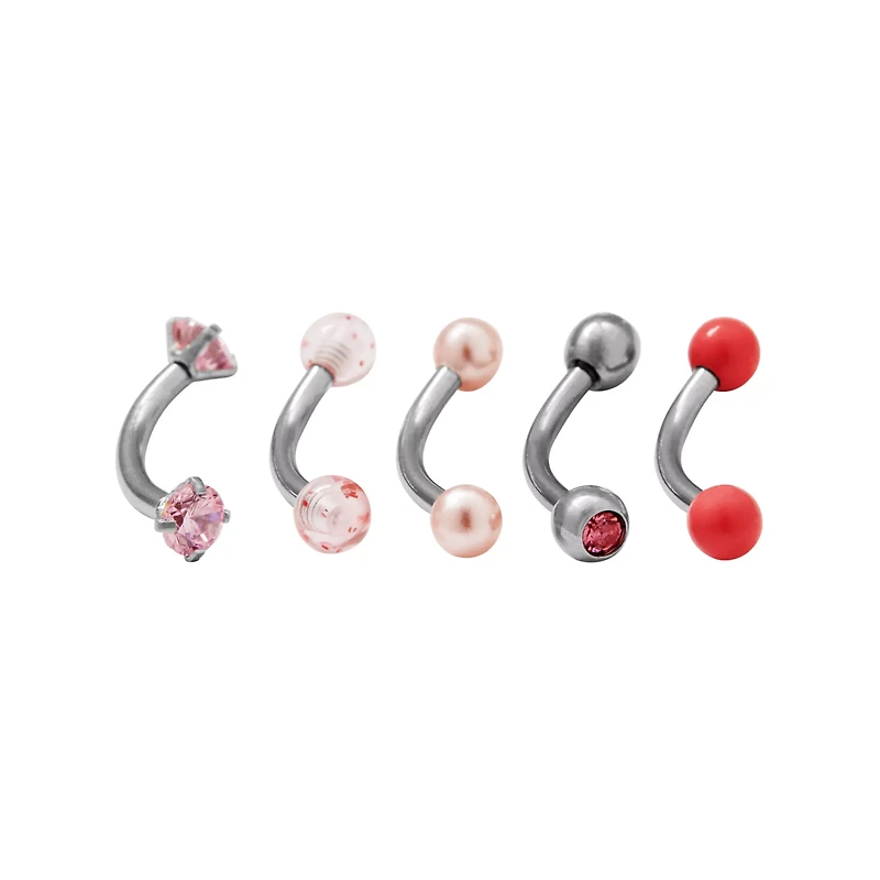 Multi-Pack CZ Curved Barbells 5 Pack