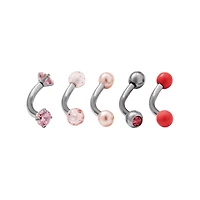 Multi-Pack CZ Curved Barbells 5 Pack