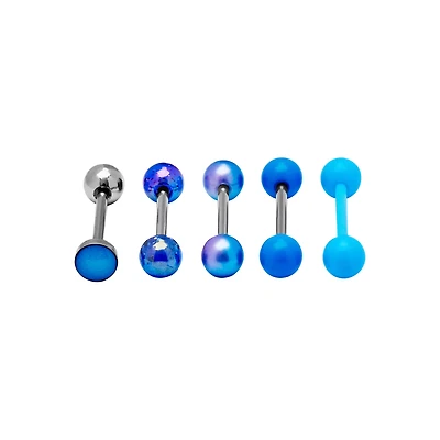 Multi-Pack Blue Glow In The Dark Barbells 5 Pack - 16 Gauge