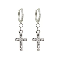 CZ Cross Dangle Earrings