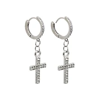CZ Cross Dangle Earrings
