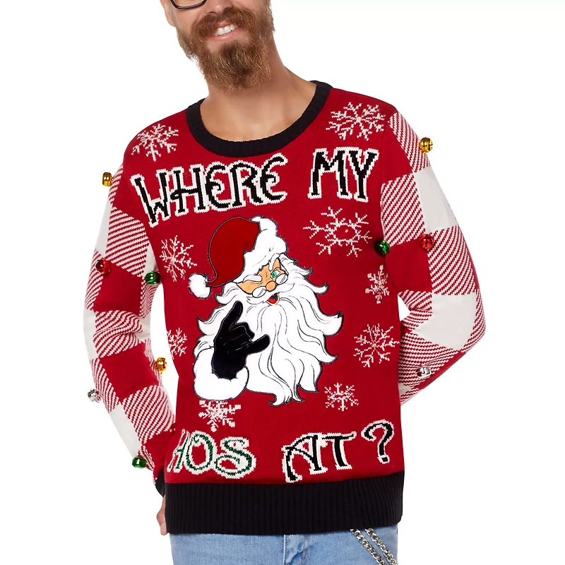 Light-Up Where My Hos At Ugly Christmas Sweater