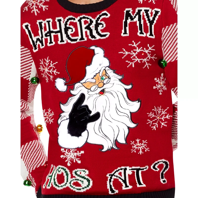 Light-Up Where My Hos At Ugly Christmas Sweater