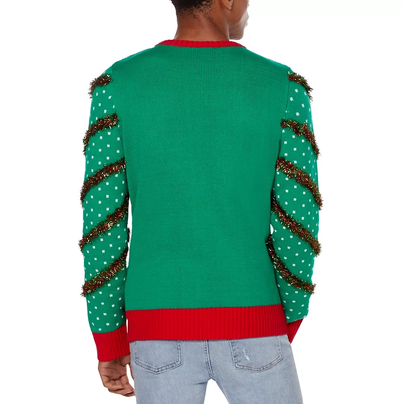 Light-Up Bob Ross Happy Little Christmas Ugly Sweater