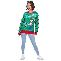 Light-Up Bob Ross Happy Little Christmas Ugly Sweater