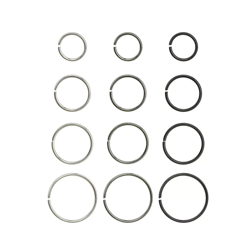 Multi-Pack Black and Silvertone Hoop Nose Rings 12 Pack - 20 Gauge
