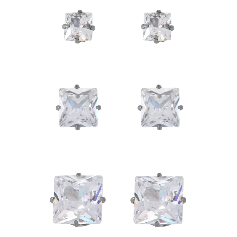 Multi-Pack CZ Stud Earrings – 3 Pair