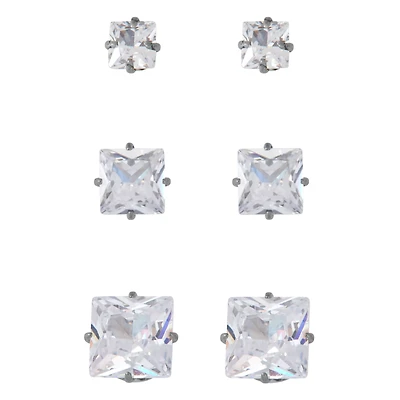 Multi-Pack CZ Stud Earrings – 3 Pair