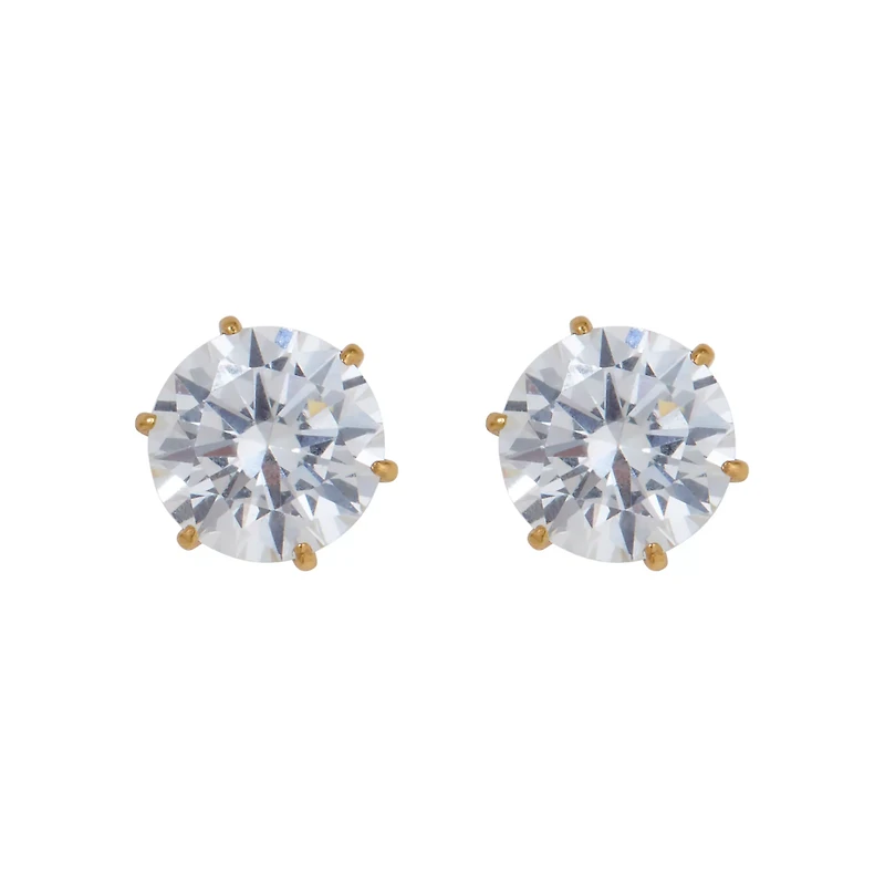 Round CZ Goldplated Stud Earrings – 20 Gauge