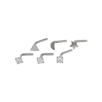 Multi-Pack CZ Star and Moon L Bend Bone Nose Rings 12 Pack – 20 Gauge