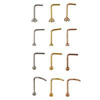 Multi-Pack CZ L-Bend and Screw Nose Rings 12 Pack