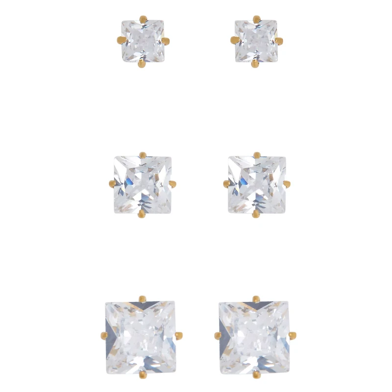Multi-Pack Clear CZ Stud Earring 3 Pack – 20 Gauge