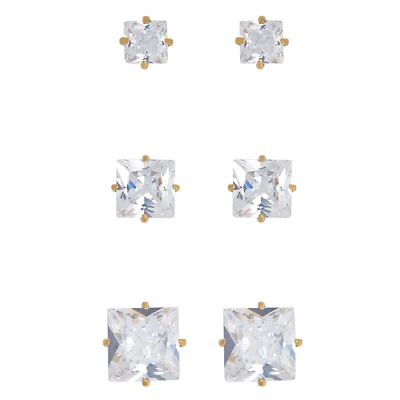 Multi-Pack Clear CZ Stud Earring 3 Pack – 20 Gauge