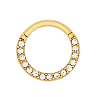Goldtone CZ Hinged Hoop Nose Ring