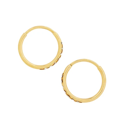 Goldtone CZ Hinge Hoops