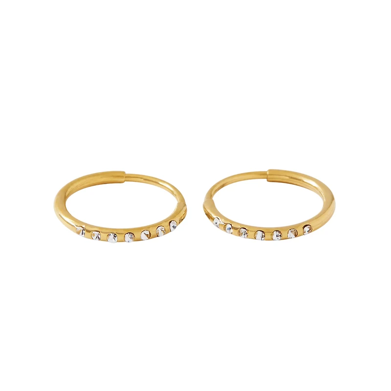 Goldtone CZ Hinge Hoops