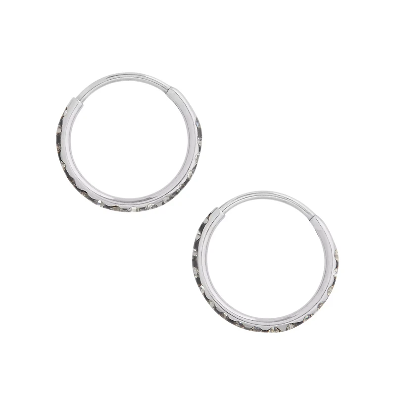 Silvertone CZ Hinge Hoops
