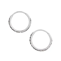 Silvertone CZ Hinge Hoops