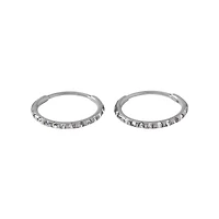 Silvertone CZ Hinge Hoops
