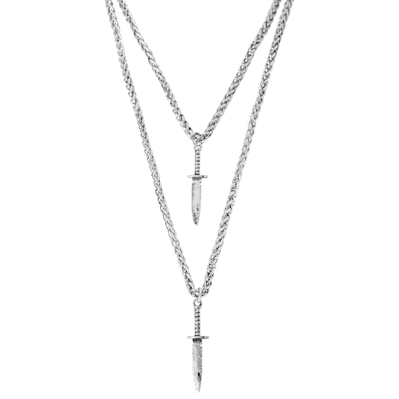 Silvertone Layered Dagger Necklace