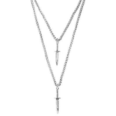 Silvertone Layered Dagger Necklace