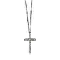 Silvertone Cross Curb Chain Necklace