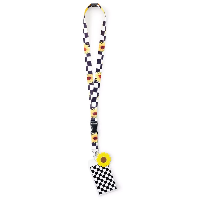 Checkered Sunflower Lanyard
