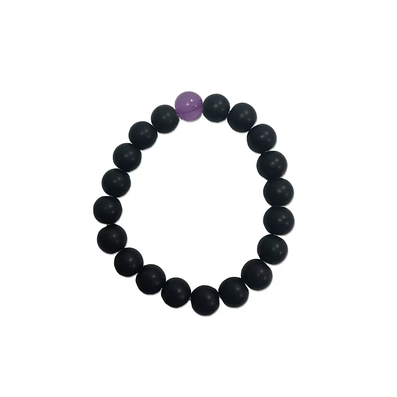 Black and Purple Long Distance Beaded Bracelets – 2 Pack