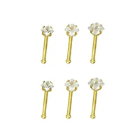 Multi-Pack Goldtone CZ Bone Nose Rings 6 Pack - 20 Gauge