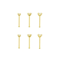 Multi-Pack Goldtone CZ Bone Nose Rings 6 Pack - 20 Gauge
