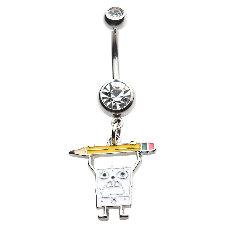 DoodleBob CZ Dangle Belly Ring 14 Gauge - SpongeBob SquarePants