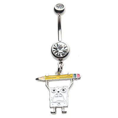 DoodleBob CZ Dangle Belly Ring 14 Gauge - SpongeBob SquarePants