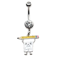 DoodleBob CZ Dangle Belly Ring 14 Gauge - SpongeBob SquarePants