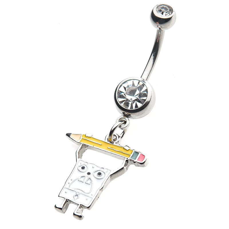 DoodleBob CZ Dangle Belly Ring 14 Gauge - SpongeBob SquarePants