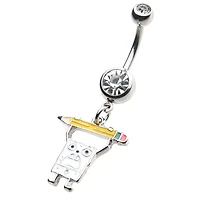 DoodleBob CZ Dangle Belly Ring 14 Gauge - SpongeBob SquarePants