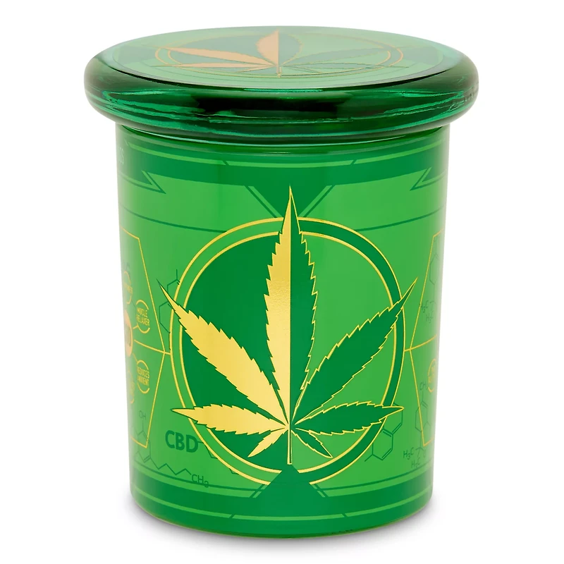 Green Metallic Pot Leaf Stash Jar - 7.5 oz.