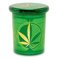 Green Metallic Pot Leaf Stash Jar - 7.5 oz.