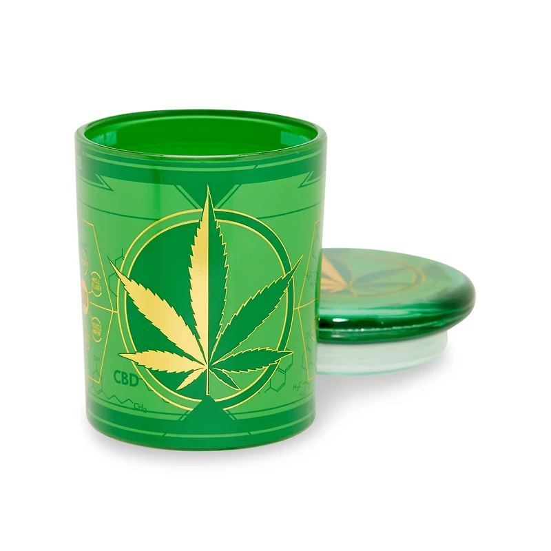 Green Metallic Pot Leaf Stash Jar - 7.5 oz.