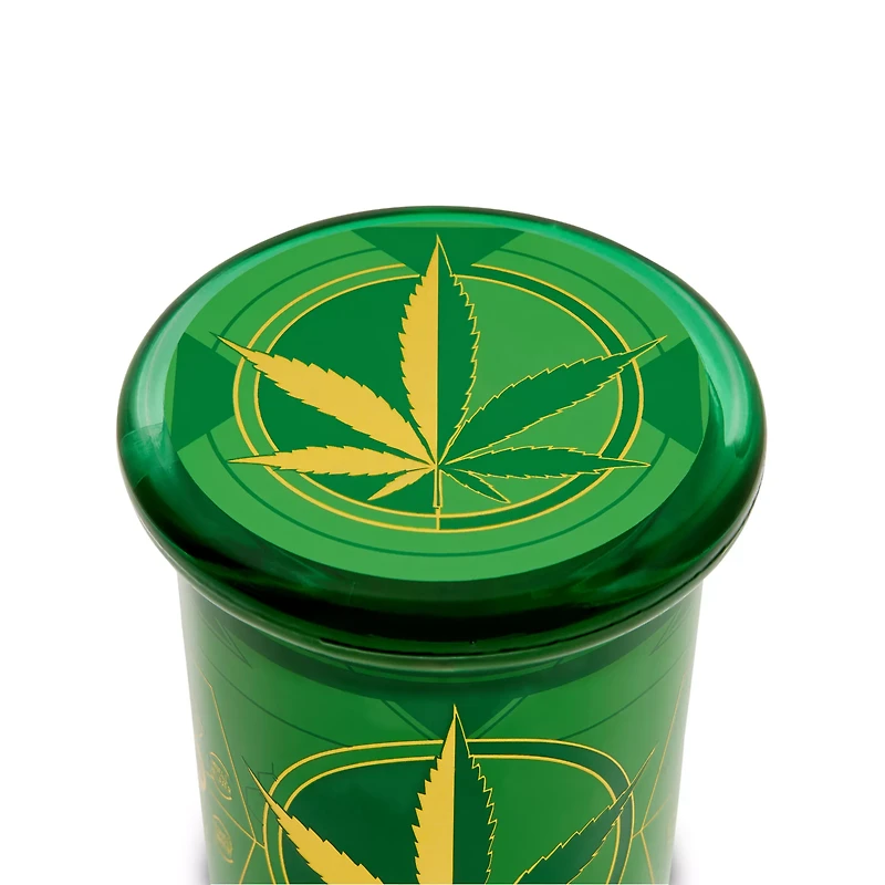 Green Metallic Pot Leaf Stash Jar - 7.5 oz.