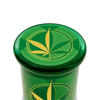 Green Metallic Pot Leaf Stash Jar - 7.5 oz.