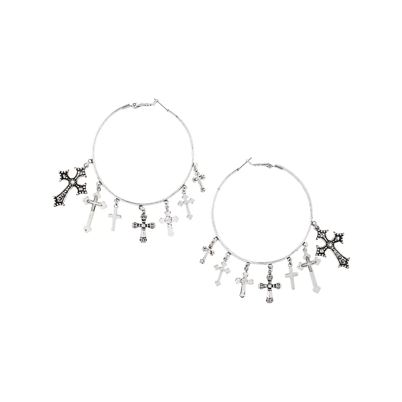 Crosses Dangle Hoop Earrings