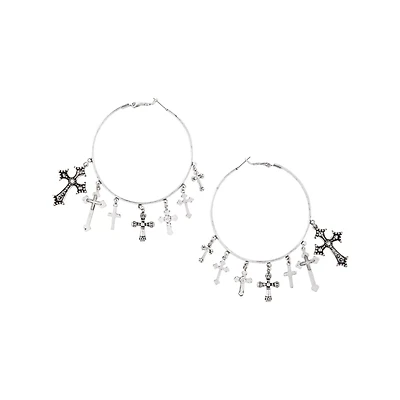 Crosses Dangle Hoop Earrings