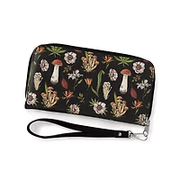 Mushroom and Leaf Print Zip Wallet