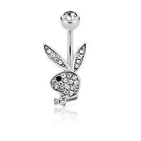 Clear CZ Playboy Bunny Belly Ring - 14 Gauge
