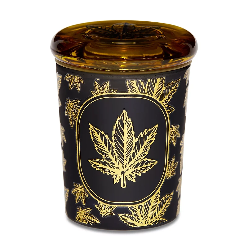 Black and Gold Leaf Stash Jar - 3 oz.