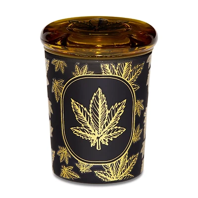 Black and Gold Leaf Stash Jar - 3 oz.