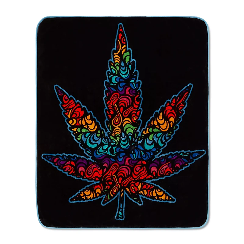 Trippy Leaf Fleece Blanket