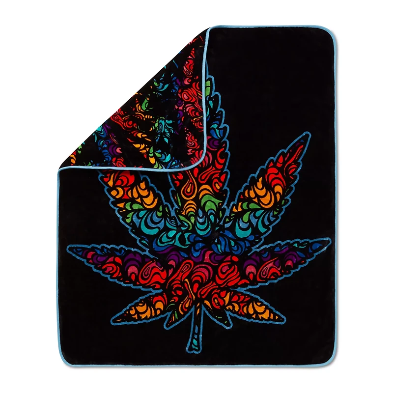 Trippy Leaf Fleece Blanket