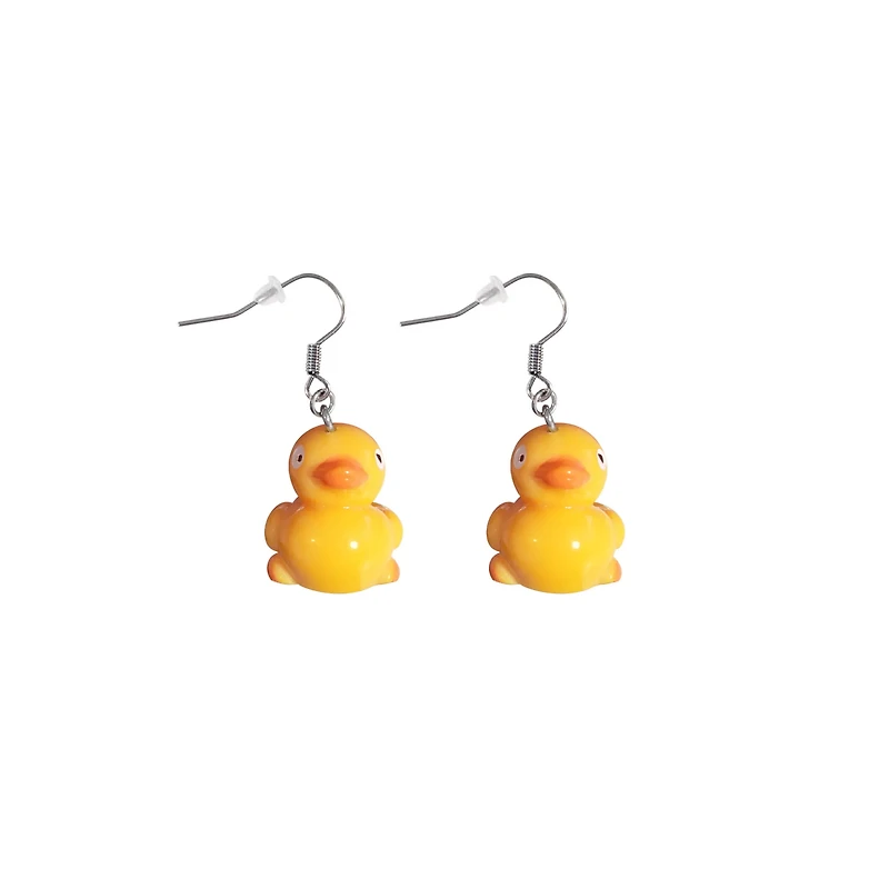 Rubber Duck Fishhook Dangle Earrings