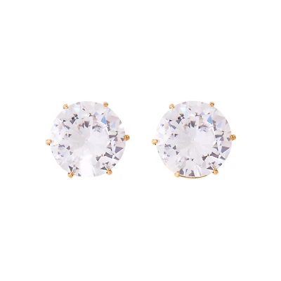 Round CZ Goldplated Stud Earrings – 20 Gauge